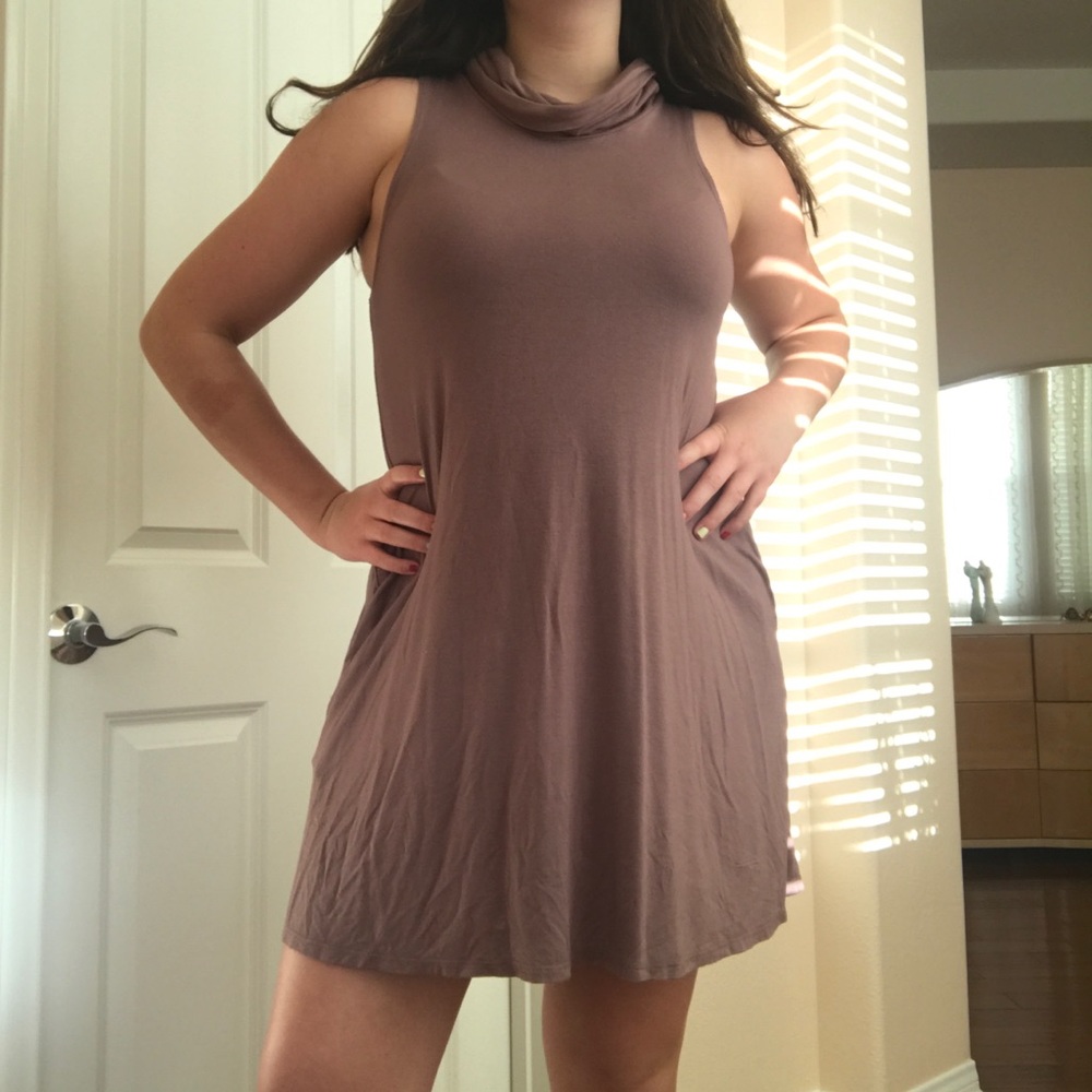 Socialite cowl neck mauve-brown dress - Picture 1 of 5